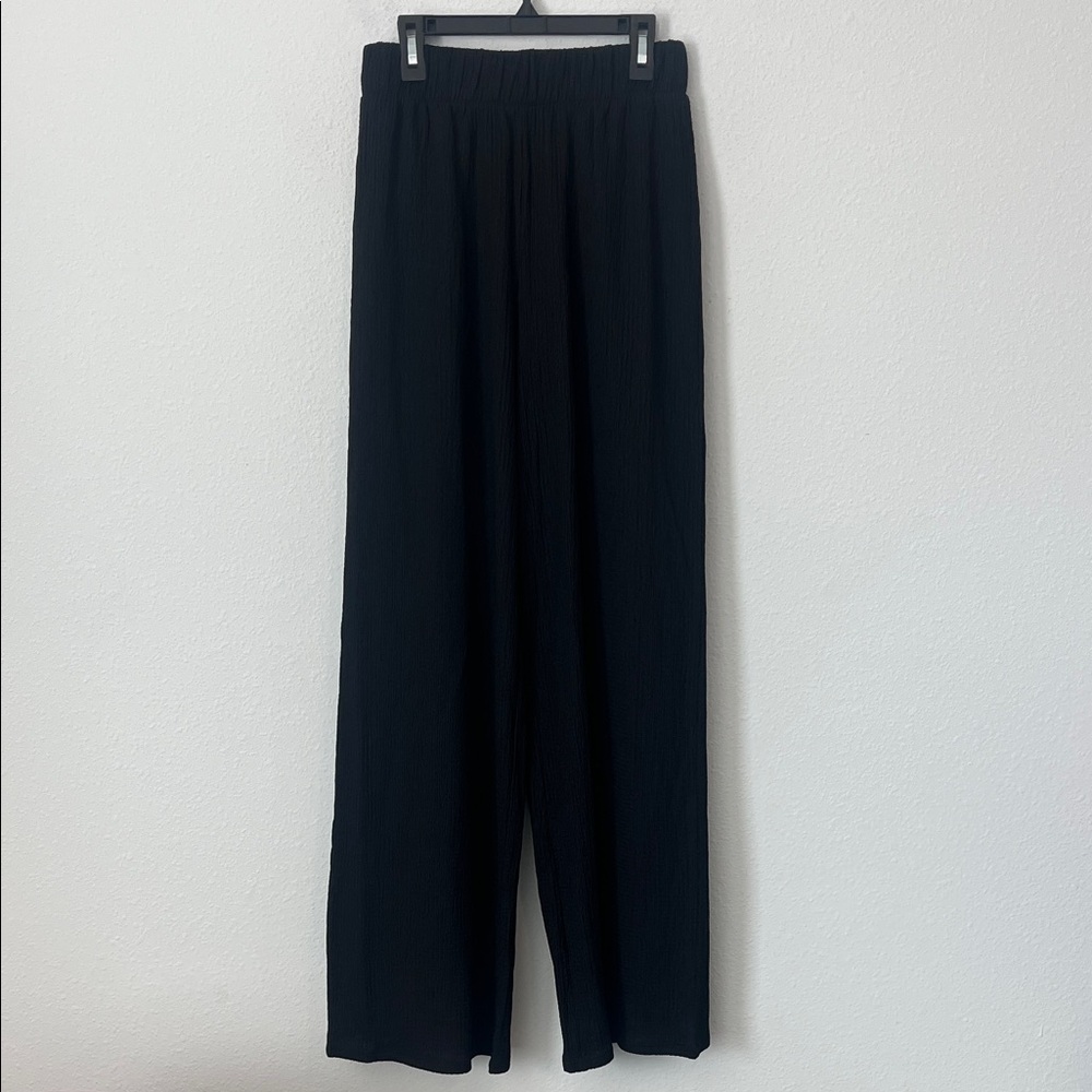 NWT H&M Black Textured Wide-Leg Pants